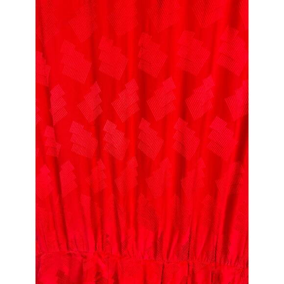 Liz Claiborne Dress 80s Silk Red Blouson Dress Back Button Size 6 Textured - Picture 7 of 7